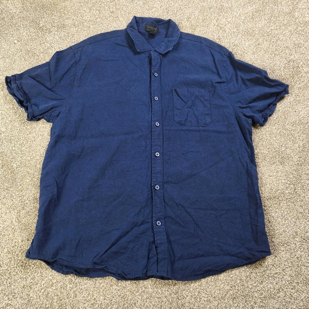 Marc by Marc Jacobs 100% Linen Navy Button Up Shirt‎ XL